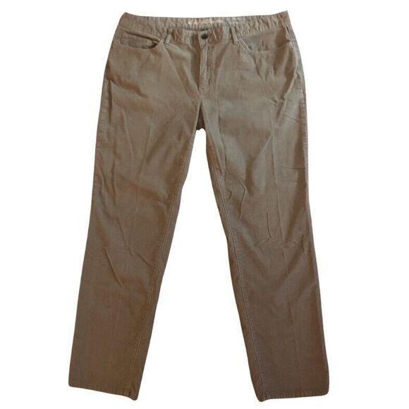 Eddie Bauer Boyfriend Fit Corduroy Pants Womens 18 Tan 5 Pocket Relaxed Stretch - Picture 1 of 11